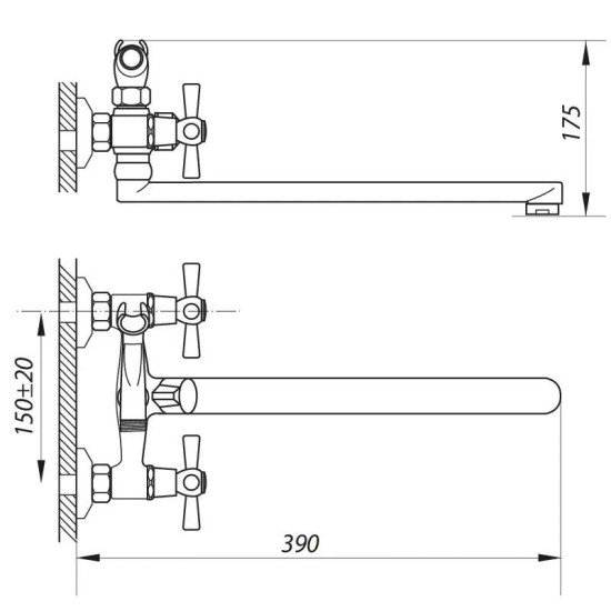 Смеситель для ванны ZERIX DMT-B 722 (ZX2962)