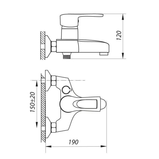 Смеситель для ванны ZERIX FAD 135 (ZX0212)
