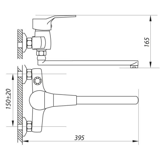 Змішувач для ванни ZERIX NEO 135 (ZX0422)