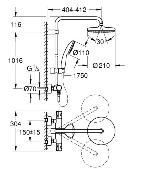 Душевая система Grohe Tempesta System 210 26811001