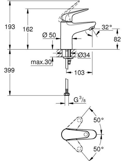 Смеситель для раковины Grohe S-Size Euroeco 32734001