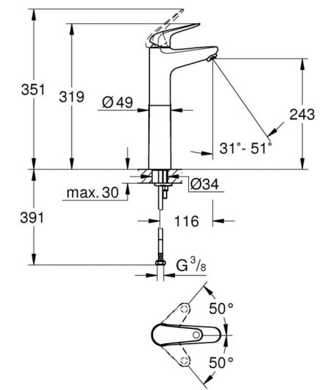Змішувач для раковини Grohe XL-Size Euroeco 24273001