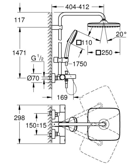 Душова система Grohe QuickFix Vitalio Comfort System 250 269842431
