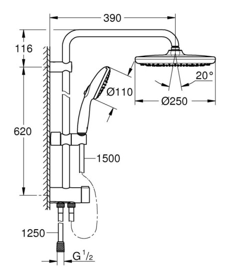 Душова система Grohe QuickFix Vitalio Start 250 266802431