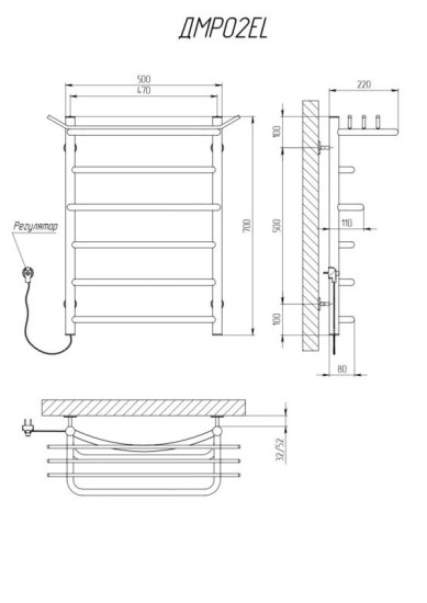 Рушникосушарка Kosser Драбинка Марал 700х500/6 EL рег