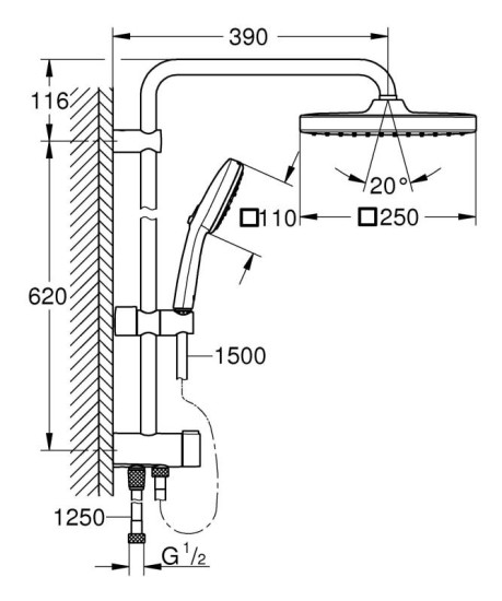 Душевая система Grohe Tempesta System 250 Cube 269772431