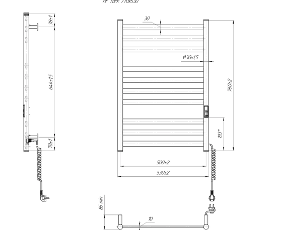 Рушникосушарка Hygge Family York 770x530x80 (6.1.0501.06.BM)