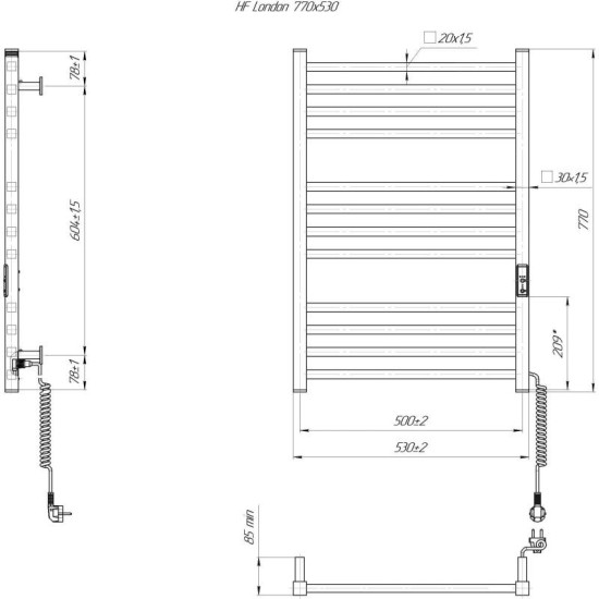Полотенцесушитель Hygge Family London 770x530x80 (6.1.0102.06.WM)