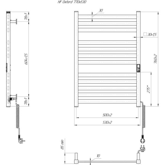 Полотенцесушитель Hygge Family Oxford 770x530x80 (6.1.0201.06.WM)