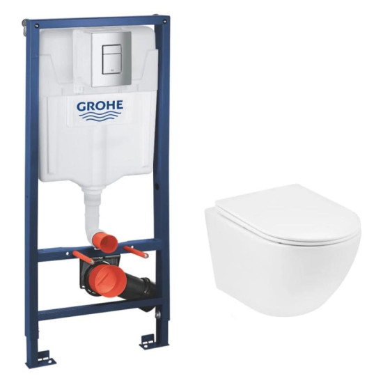Інсталяція Grohe Rapid SL 38772001 + Унітаз Kroner Harz WHI523632 RIMLESS(38772001KH523632)