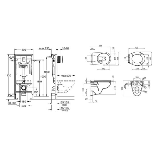 Инсталляция Grohe Rapid SL 38772001 + Унитаз Kroner Oker WHI533536 RIMLESS(38772001KO533536)