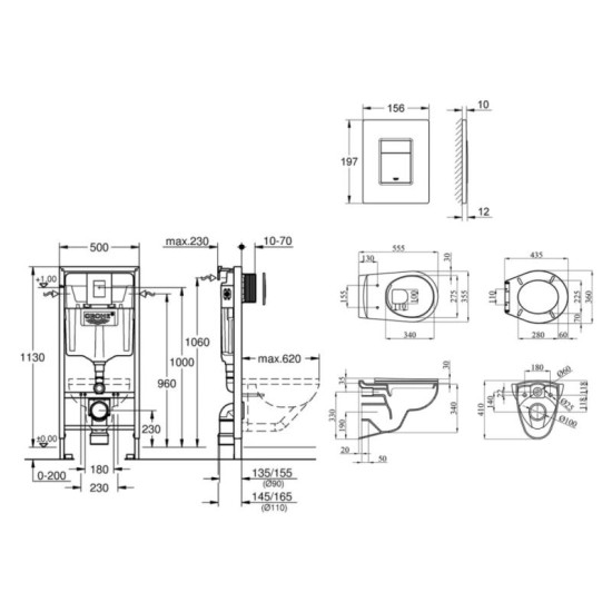 Інсталяція Grohe Rapid SL 38772001 + Унітаз Kroner Armada WHI513636 RIMLESS (38772001KA513636)
