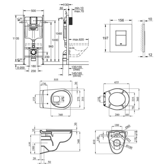 Інсталяція GROHE Rapid SL 3884966Q + Унітаз Kroner Oker WHI533536 RIMLESS (3884966KO533536)