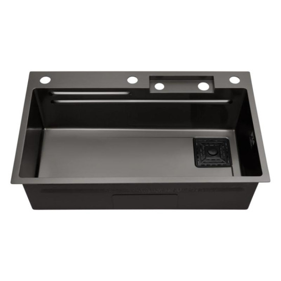 Кухонна мийка Kroner KRP Schwarze-SET7545HM PVD (3/0/0.8 мм) (CV033382)