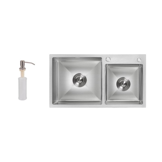 Кухонна мийка Lidz Handmade H7843 (LDH7843BRU35387) Brushed Steel 3,0/1,0 мм