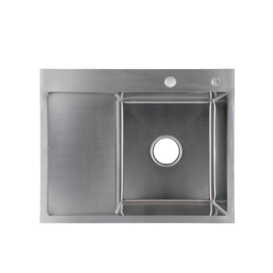 Кухонна мийка Lidz Handmade H6350L крило зліва (LDH6350BRUL45588) Brushed Steel 3,0/1,0 мм