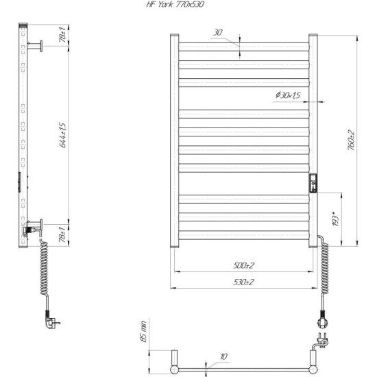Полотенцесушитель Hygge Family York 770x530x80 (6.1.0501.06.BM)