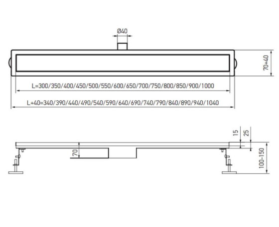 Лінійний трап Koer SUS304 FD20-70x600 (KR3270)