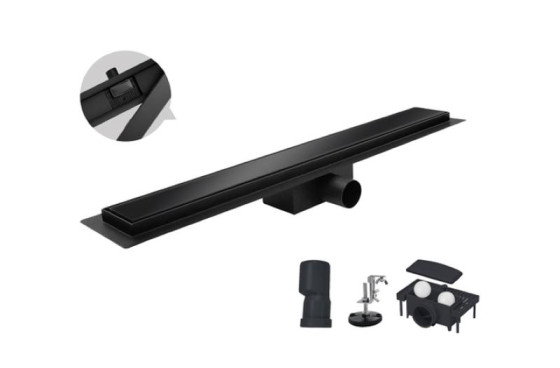 Лінійний трап Koer SUS304 зі скляною панеллю FD08-70x800-Glass Black (KR5142)