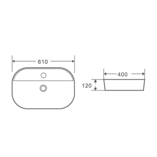 Раковина Mixxus Premium Ellipse-0202 610x400x120mm (MP6483)