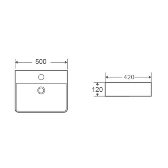Раковина Mixxus Premium Quadro-0201 с переливом 500x420x120mm (MP6478)