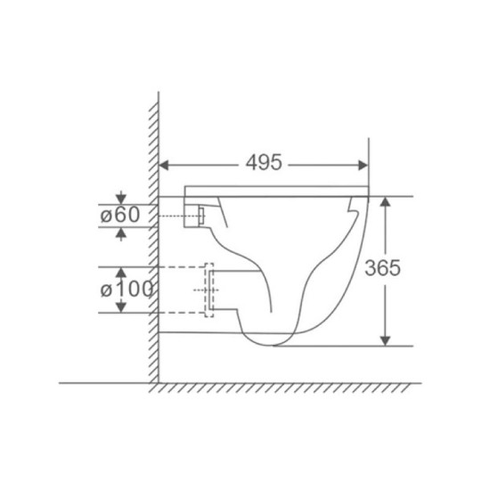Унитаз подвесной Mixxus Premium Ellipse-0301-T3 495x365x365mm Tornado 3.0 (MP6461)