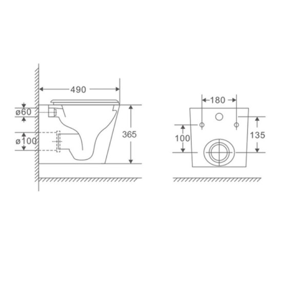 Унітаз підвісний Mixxus Premium Quadro-0301-R 490x340x360mm Rimless (MP6452)