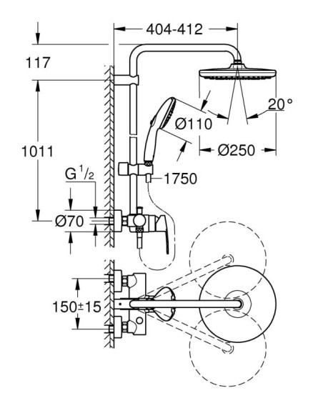 Душевая система Grohe TEMPESTA SYSTEM 250 26673001