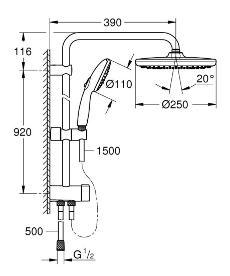 Душова система Grohe TEMPESTA SYSTEM FLEX 26675001 хром