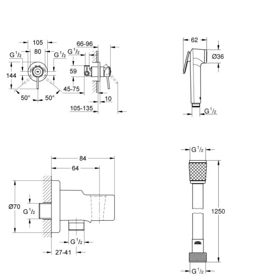 Гігієнічний душ із змішувачем Grohe BauClassic New із Tempesta-F UA11104802