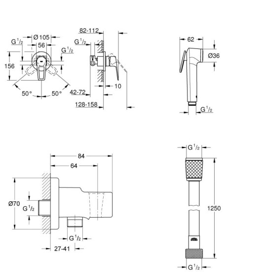 Гігієнічний душ із змішувачем Grohe BauLoop New з Tempesta-F UA11104202