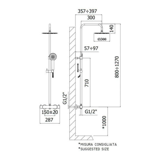Душевая система Paffoni Light Steel Looking (ZCOL646KLIQST)