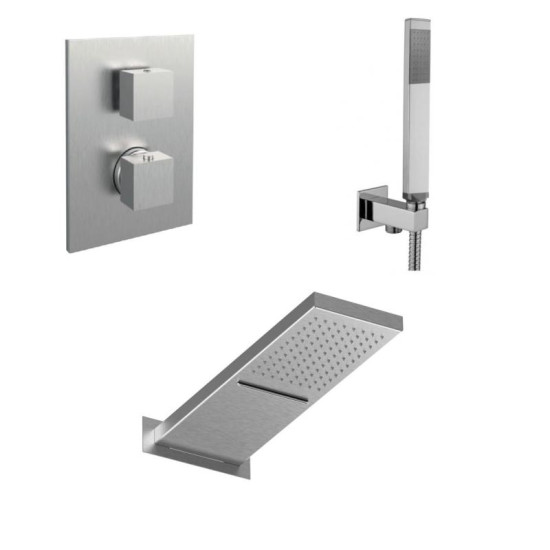 Душевая система Paffoni с термостатом CASCADE, стальной (KIT CASCADE099ST)