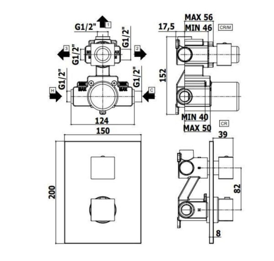 Душевая система Paffoni с термостатом CASCADE, стальной (KIT CASCADE099ST)