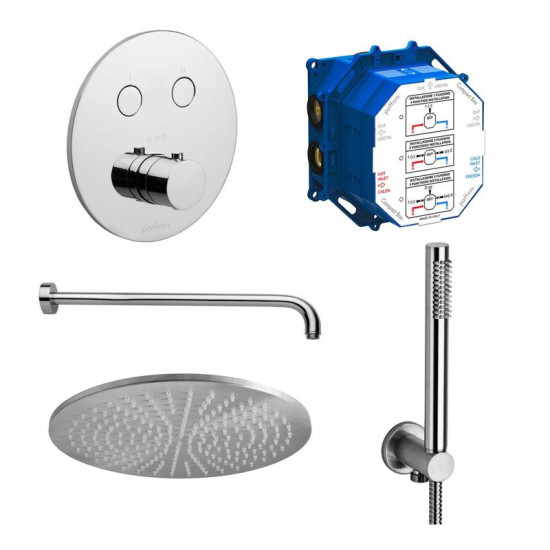 Душевая система скрытого монтажа Paffoni Compact-T Tondo Steel нержавеющая сталь (Kit Compact-T Tondo Steel)