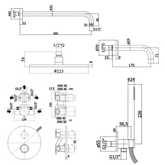 Душова система прихованого монтажу Paffoni Light сталь (KITLIQ019ST B)
