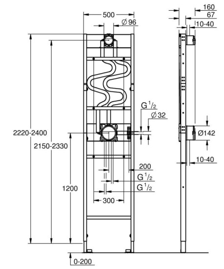 Інсталяція для душової системи Grohe Rapido Shower Frame Duo (1039949990)
