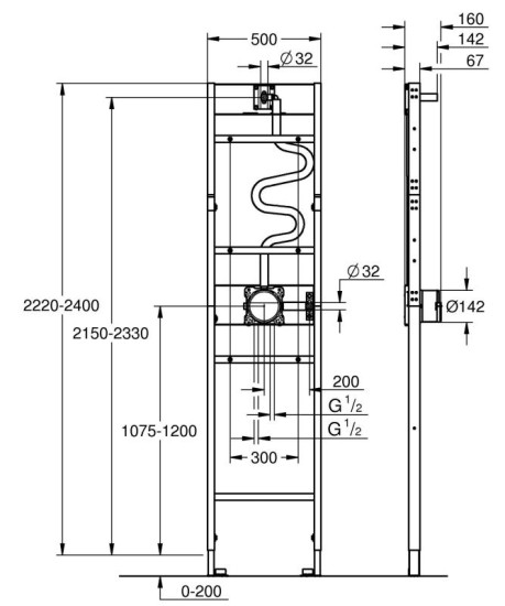 Інсталяція для душової системи Grohe Rapido Shower Frame Mono (1039939990)