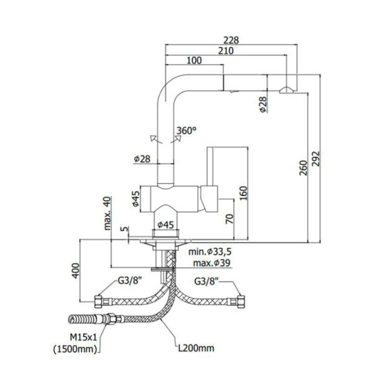 Кухонный смеситель Paffoni Light, хром (LIG285CR-MET)