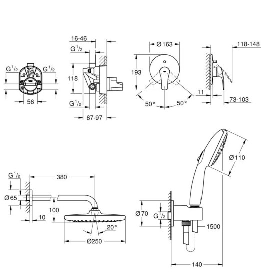 Лійка для ручного душу Grohe Tempesta 110 264062433 чорний матовий
