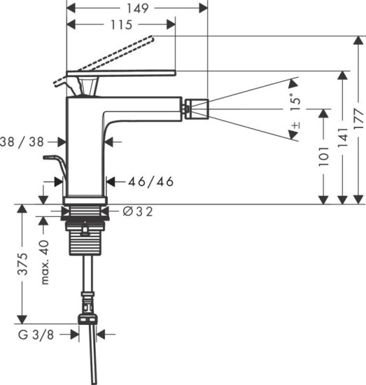 Смеситель для биде Hansgrohe Tecturis E, Matt White (73200700)