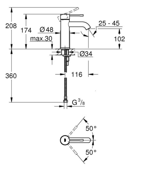 Смеситель для раковины Grohe Essence New S-Size 24172001
