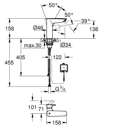 Змішувач для раковини Grohe Eurosmart (239752433) чорний матовий