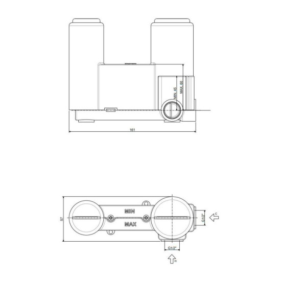 Смеситель скрытого монтажа для раковины Paffoni Light, L248 мм, хром (LIG106CR)