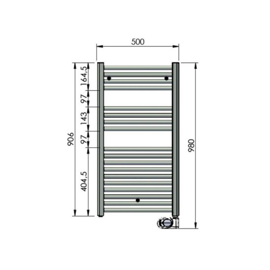 Рушникосушарка Zehnder Aura 906х500мм, 750 Вт, чорний матовий (PBEBZ-090-50-MQ)