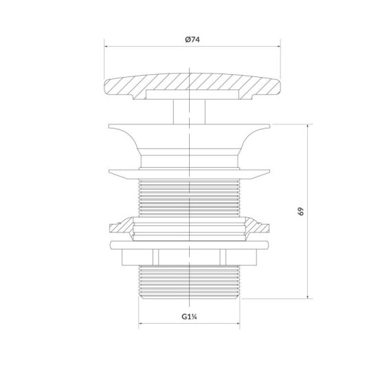 Донный клапан Cersanit для раковины Cersanitів без перелива, белый EW (K11-2376)