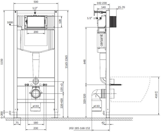 Инсталляция для унитаза Cersanit AQUA 50 PNEU QF (K97-521)