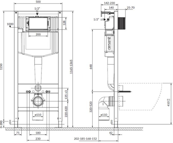 Инсталляция с унитазом Cersanit C35 AQUA 50 QF + MODUO PLUS Clean on (S701-814)