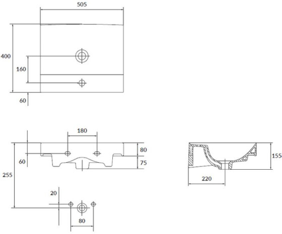 Раковина Cersanit Larga 50 білий EW (K120-008)