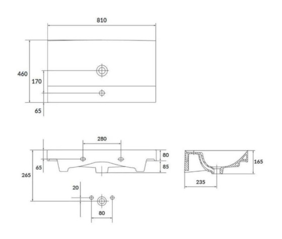 Раковина Cersanit Larga 80 белый EW (K120-010)